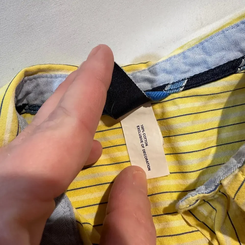 Baby Gap 100% Cotton Yellow Striped Long Sleeve Button Up Poplin Top Sz 4t